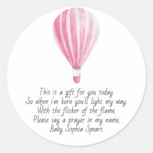 Hot air balloon. Prayer candle label