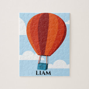 Hot air balloon puzzle with child's name.