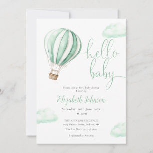 Hot Air Balloon QR Code Photo Baby Shower Invitation