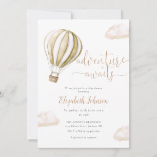 Hot Air Balloon QR Code Photo Baby Shower Invitation