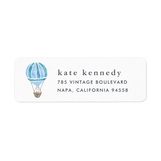 Hot Air Balloon Return Address Label | Blue