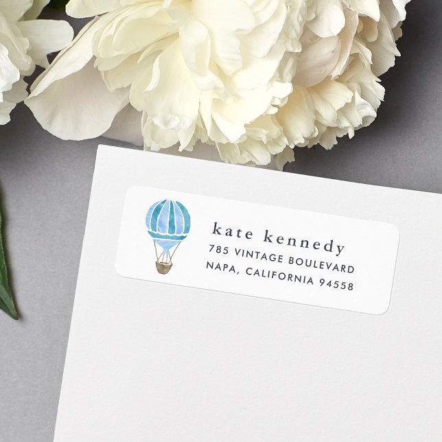 Hot Air Balloon Return Address Label | Blue (Creator Uploaded)