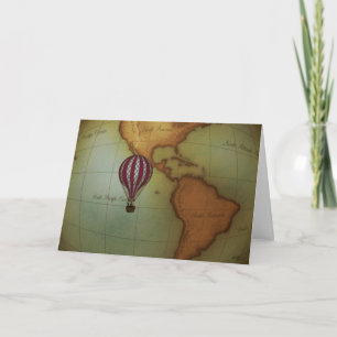 Hot Air Balloon Ride Over Western Hemisphere Map Note Card