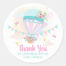 Hot Air Balloon Round Favour Sticker