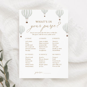Hot Air Balloon Shower What's In Your Purse Game Invitation