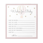 Hot Air Balloon Shower Wishes for Baby Pink