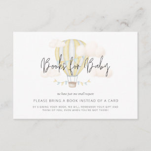 Hot Air Balloon Simple Book Request Baby Shower Enclosure Card