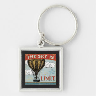 Hot Air Balloon Sky Is The Limit Quote Key Ring