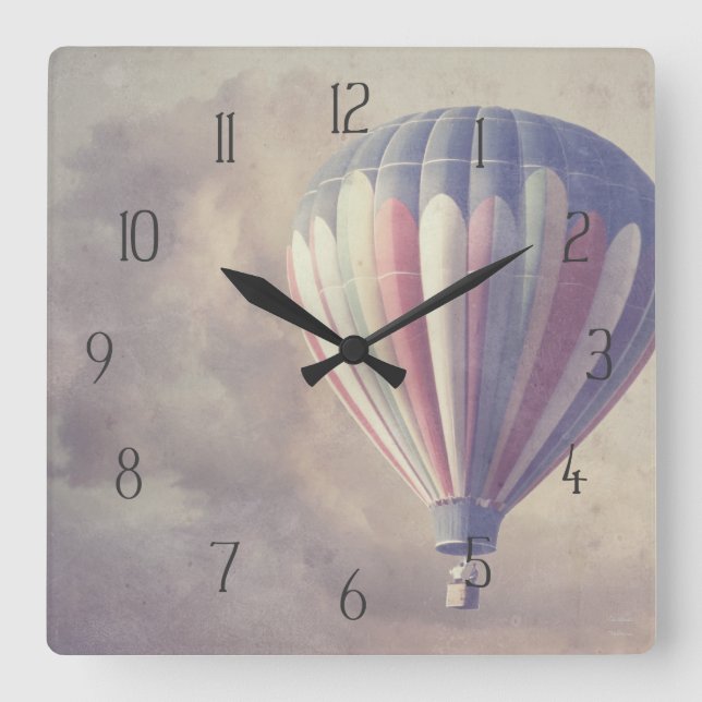 Hot Air Balloon Square Wall Clock (Front)