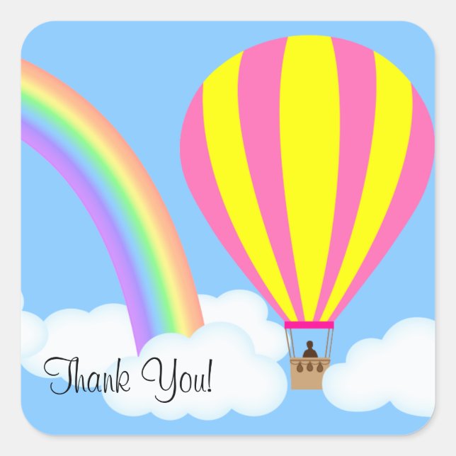Hot Air Balloon Sticker - Blue Background (Front)