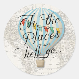 Hot Air Balloon Sticker Map Oh the Places He'll Go