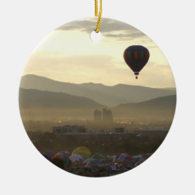 Hot Air Balloon Sunrise Christmas Ornament (Front)