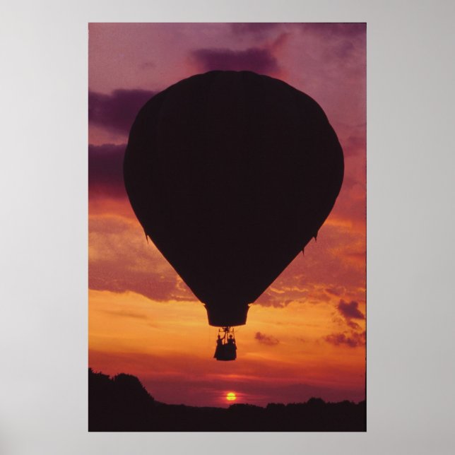 Hot Air Balloon & Sunset - Poster (Front)