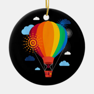 Hot Air Balloon T-Shirt Hot Air Balloon Rides Fest Ceramic Tree Decoration
