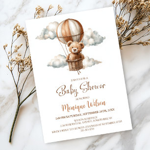 Hot Air Balloon Teddy Bear Baby Shower Invitation