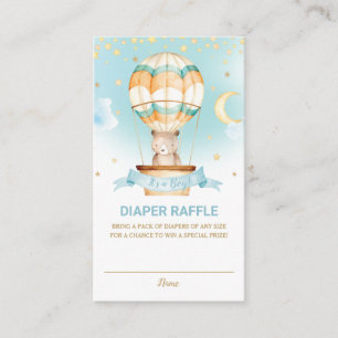 Hot Air Balloon Teddy Bear Boy Diaper Raffle Enclosure Card