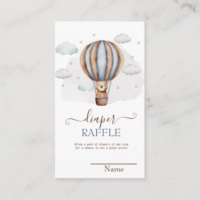 Hot Air Balloon Teddy Bear Clouds Baby Shower Enclosure Card (Front)