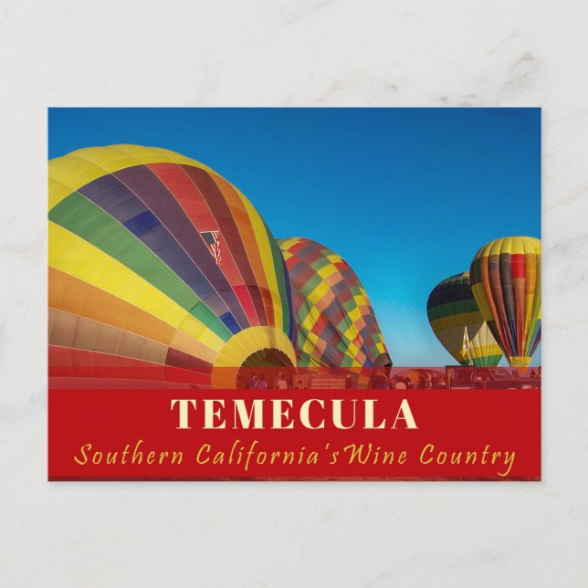 Hot Air Balloon Temecula Postcard Wine Country (Front)