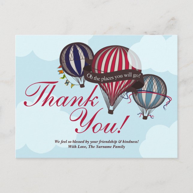 Hot Air Balloon Thank You Card (Front)