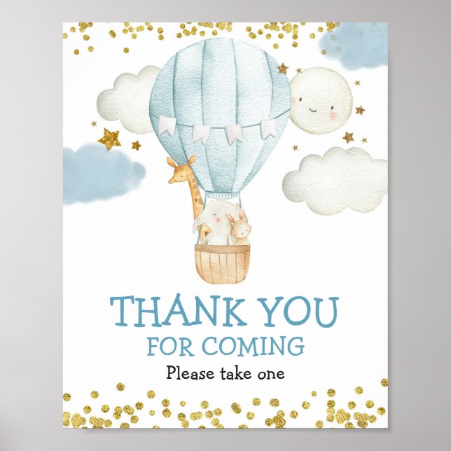  Hot Air Balloon Thank you for coming Favour Sign (Front)