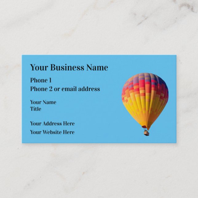 Hot  Air Balloon Theme  Business Card (Front)