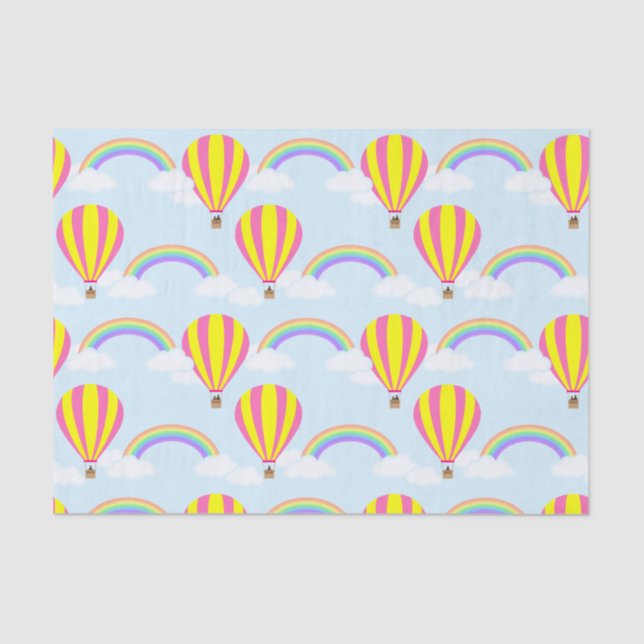 Hot Air Balloon Tissue Paper - on Light Blue (Front)
