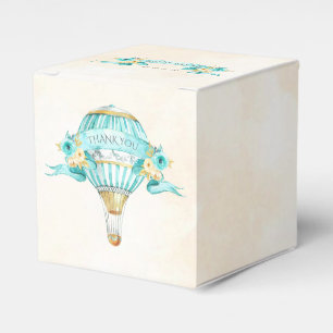 Hot Air Balloon Turquoise Gold Yellow Roses Favour Box