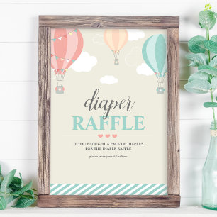 Hot Air Balloon Up & Away Diaper Raffle Game Sign