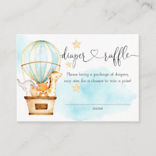 Hot Air Balloon Up Up and Away Diaper Raffle Enclosure Card
