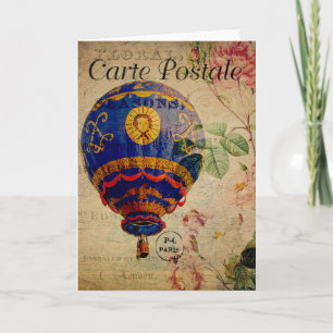 Hot Air Balloon Vintage French Postcard Card