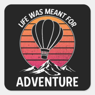 Hot Air Balloon Vintage Retro Sunset Adventure Square Sticker