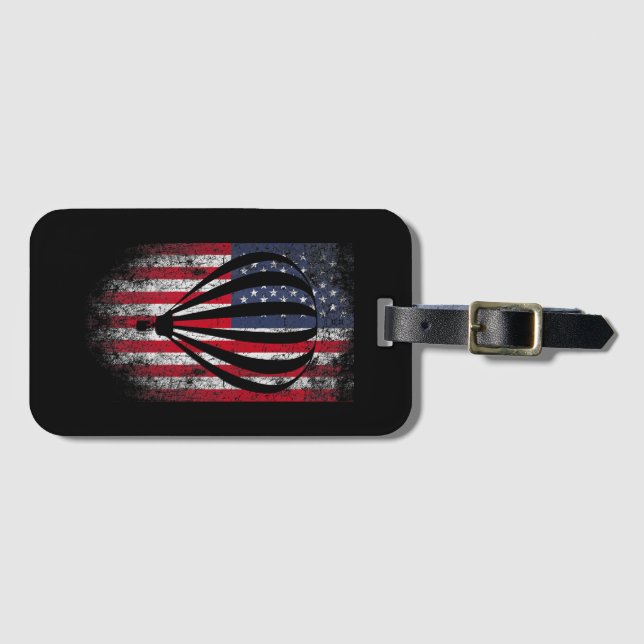 Hot Air Balloon Vintage USA Flag  Luggage Tag (Front Horizontal)