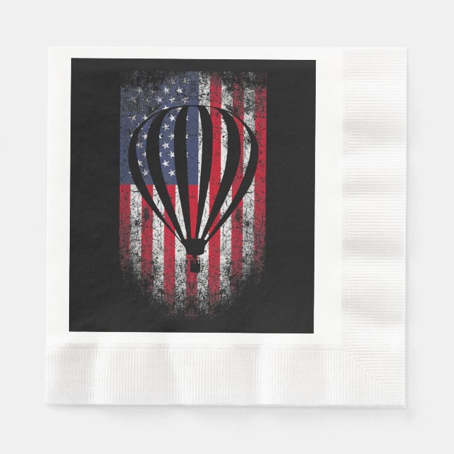Hot Air Balloon Vintage USA Flag  Napkin (Front)