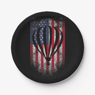 Hot Air Balloon Vintage USA Flag Paper Plate