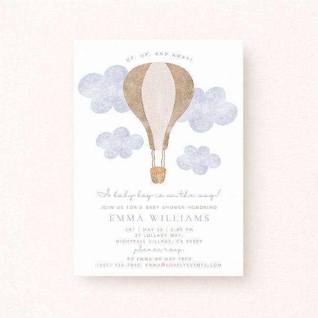 Hot Air Balloon Watercolor Baby Shower Invitation  (Creator Uploaded)