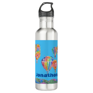 Hot Air Balloon Watercolor Boys Blue Balloons 710 Ml Water Bottle