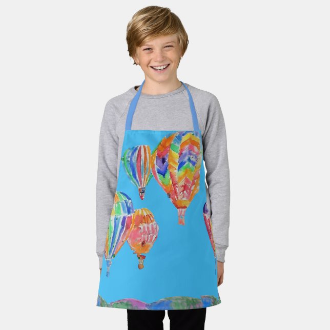 Hot Air Balloon Watercolor Boys Childs Apron (Worn)