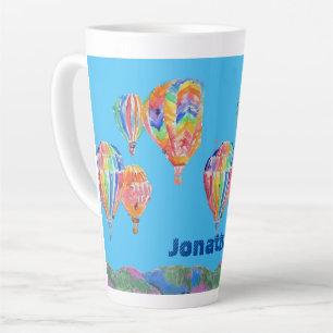 Hot Air Balloon Watercolor Boys Latte Mug