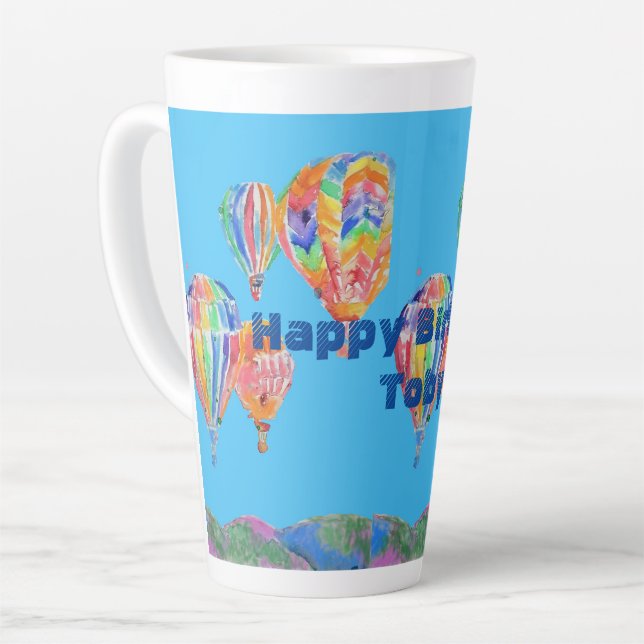Hot Air Balloon Watercolor Boys Latte Mug (Left Angle)