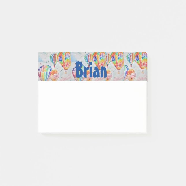 Hot Air Balloon Watercolor Mens Post it Notes (Front)
