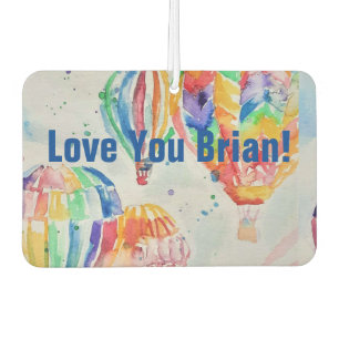 Hot Air Balloon Watercolor Name Car Air Freshener