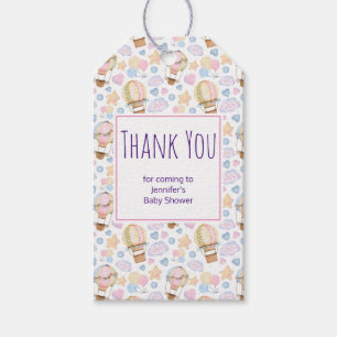 Hot Air Balloon Watercolor Pattern Thank You Gift Tags