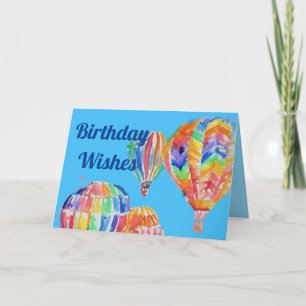 Hot Air Balloon Watercolour boys art Birthday Card