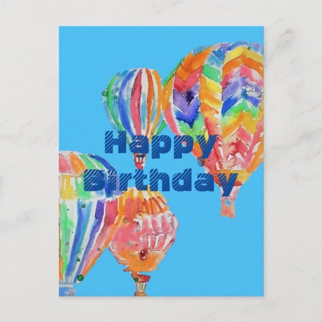 Hot Air Balloon Watercolour boys men Birthday Card (Front)