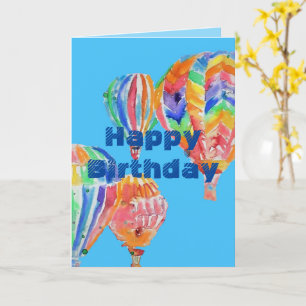 Hot Air Balloon Watercolour boys men Birthday Card