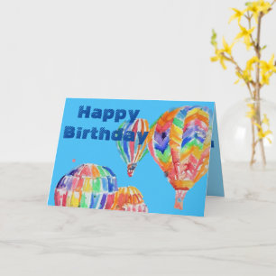 Hot Air Balloon Watercolour boys men Birthday Card