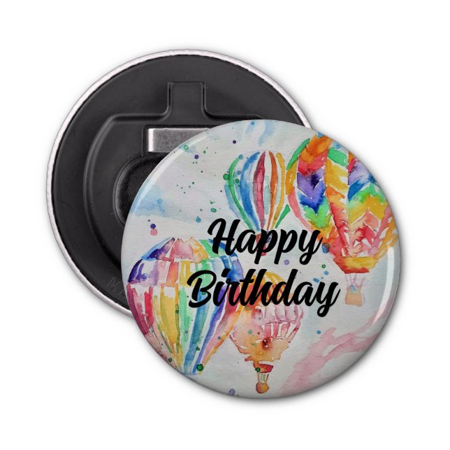 Hot Air Balloon Watercolour Painting art Poster Bottle Opener (Front)