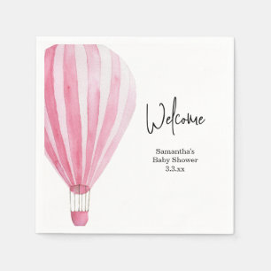 Hot air balloon welcome baby shower napkin