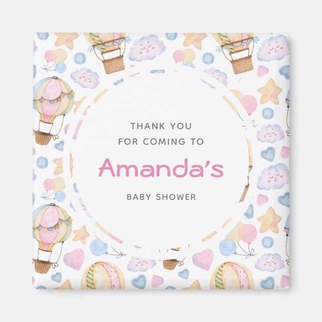 Hot Air Balloon Whimsical Watercolor Pattern Favor Magnet (Front)