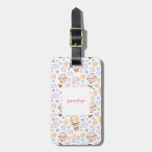 Hot Air Balloon Whimsical Watercolor Pattern Luggage Tag